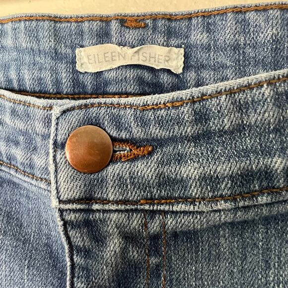 Eileen Fisher Sz 14 Organic Cotton Light Wash Straight Ankle Stretch Denim Jean - Picture 3 of 8